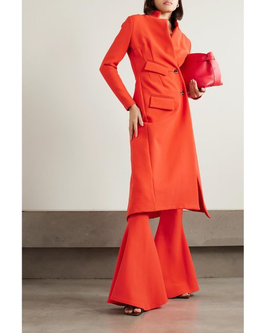 A.W.A.K.E. MODE Red Asymmetric Stretch-Twill Coat