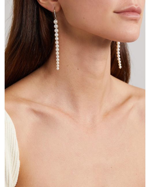 Mateo White 14-Karat, Pearl And Diamond Earrings