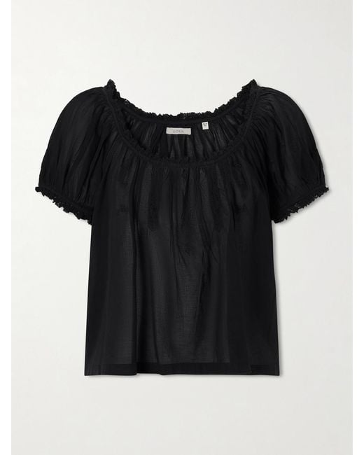 Doen Black Frederica Organic Cotton-Voile Blouse