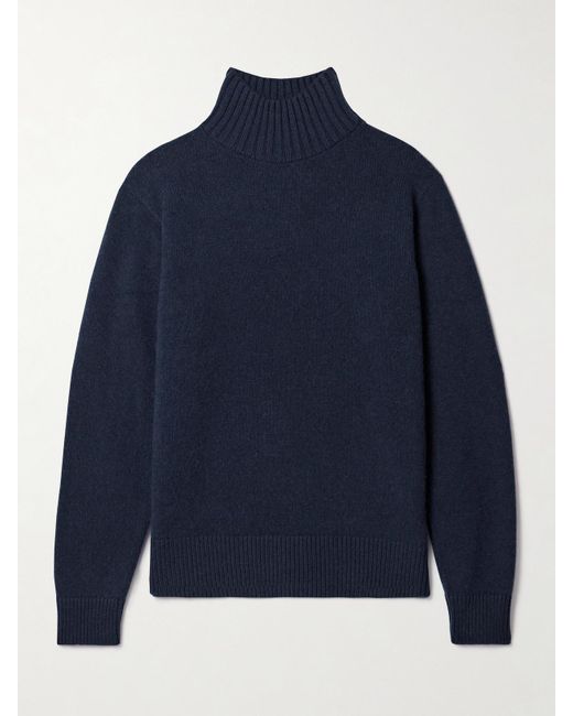 The Elder Statesman Blue Cashmere Turtleneck Sweater