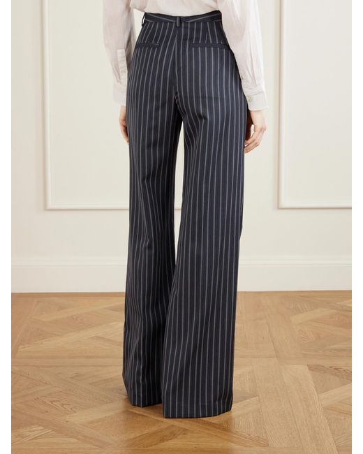 Nili Lotan Blue Rivers Striped Wool Wide-Leg Pants
