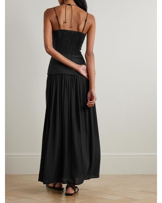 Faithfull The Brand Black Lenise Linen And Woven Maxi Dress