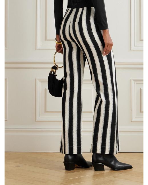 Alix Of Bohemia White Charlie Striped Cotton Flared Pants