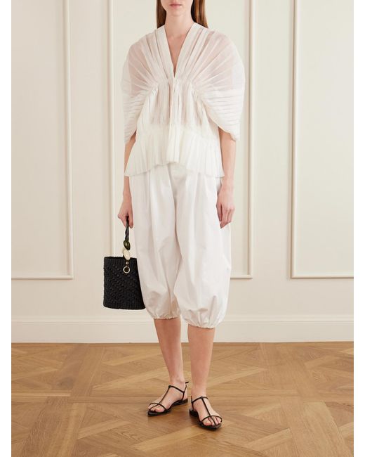 LIBEROWE White Santos Pleated Ruffled Silk-Organza Blouse