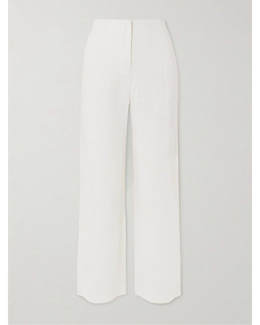 Faithfull The Brand White Lya Linen Straight-Leg Pants