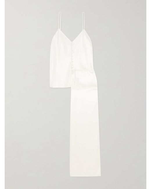 Olivia Von Halle White Blair Silk-Satin Pajamas