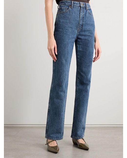 Khaite Blue Danielle High-Rise Slim-Leg Jeans