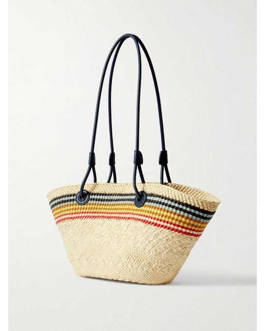 Sac À Main En Raphia À Rayures Et À Finitions En Cuir Anagram Basket X Paula's Ibiza Loewe en coloris Natural