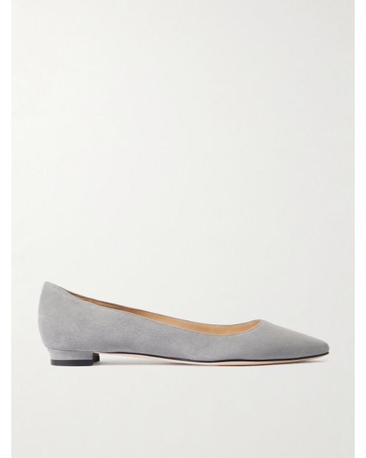 Manolo Blahnik Gray Bb Suede Ballet Flats