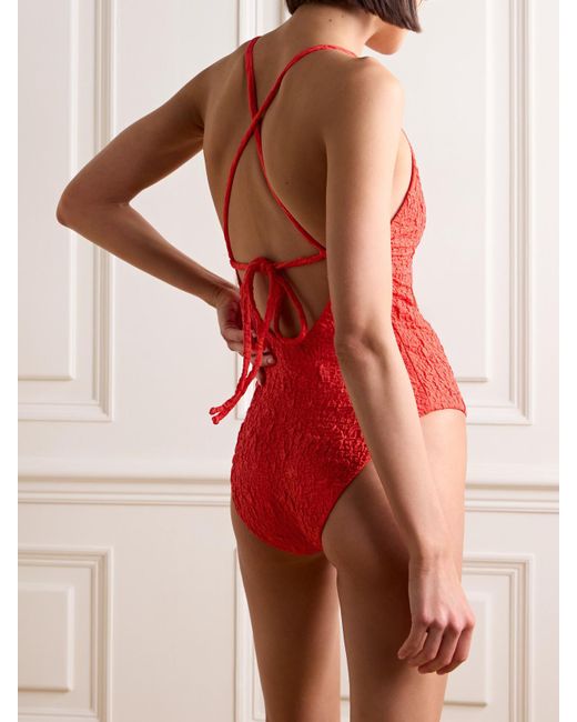 Mara Hoffman Red Emma Badeanzug Aus Strukturiertem Material Mit Recycelten Fasern