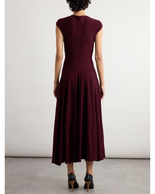 Alaïa Purple Pleated Wool Midi Dress