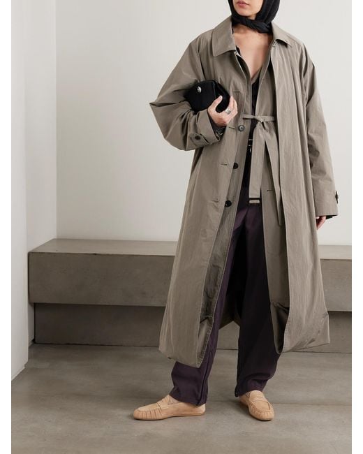 Ssstein Natural Layered Crinkled-Shell Trench Coat