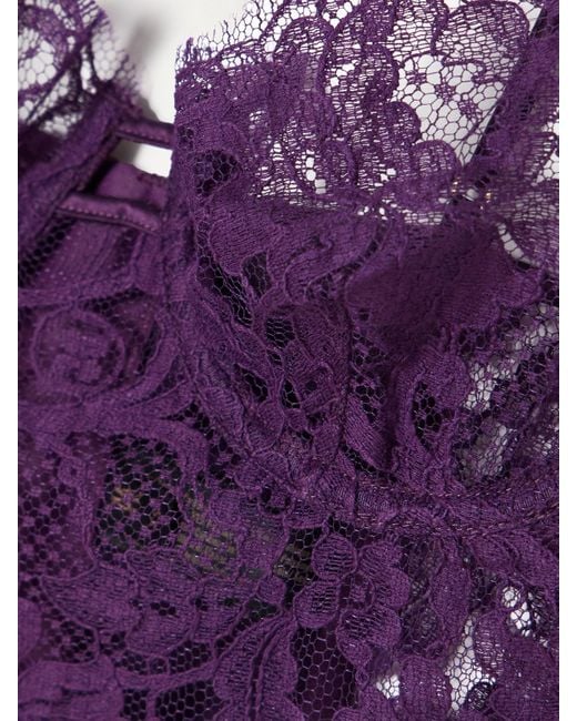 Kiki de Montparnasse Purple Camille Stretch-Silk Satin-Trimmed Organic Cotton-Blend Lace Underwired Bra