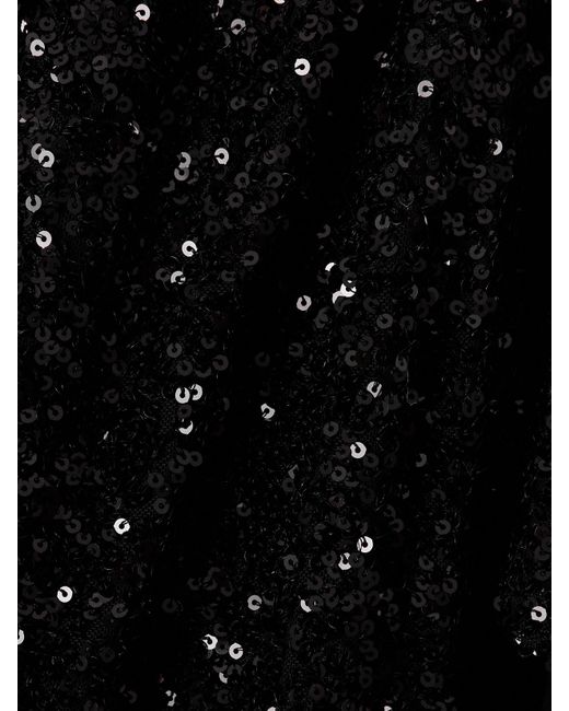 Patou Black Draped Sequined Mesh Halterneck Gown