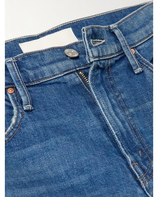 Mother Blue The Insider Cropped High-Rise Bootcut Jeans