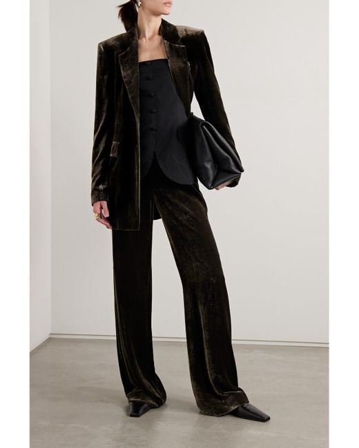 Veronica de Piante Black Lexi Velvet Wide-Leg Pants