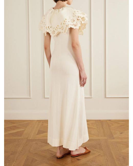 Altuzarra White Penrose Broderie Anglaise-Trimmed Jersey Maxi Dress