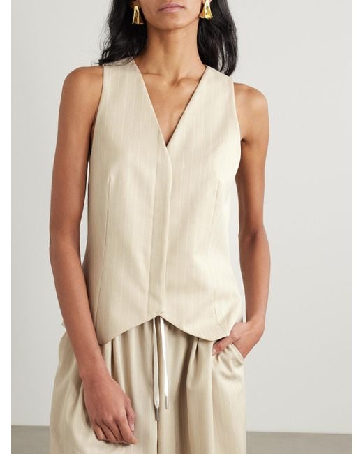 St. Agni Natural Pinstriped Wool-Blend Twill Vest