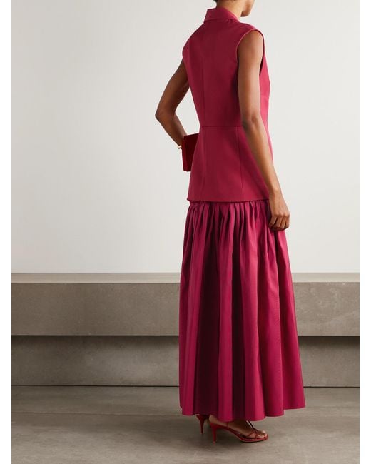 DIOTIMA Red Convertible Wool-Twill And Silk-Faille Maxi Dress