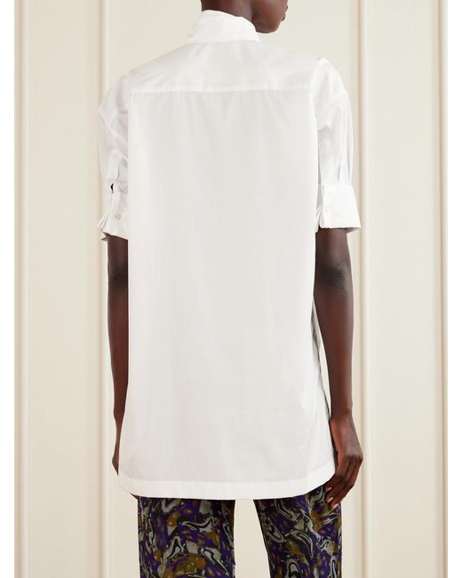 Dries Van Noten White Tie-Detailed Cotton-Poplin Blouse