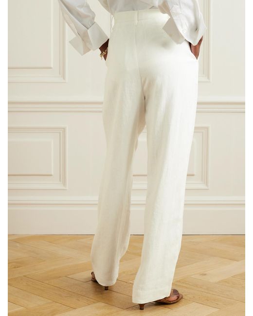 Mara Hoffman White Marella Hose Mit Geradem Bein Aus Hanf Mit Bundfalten