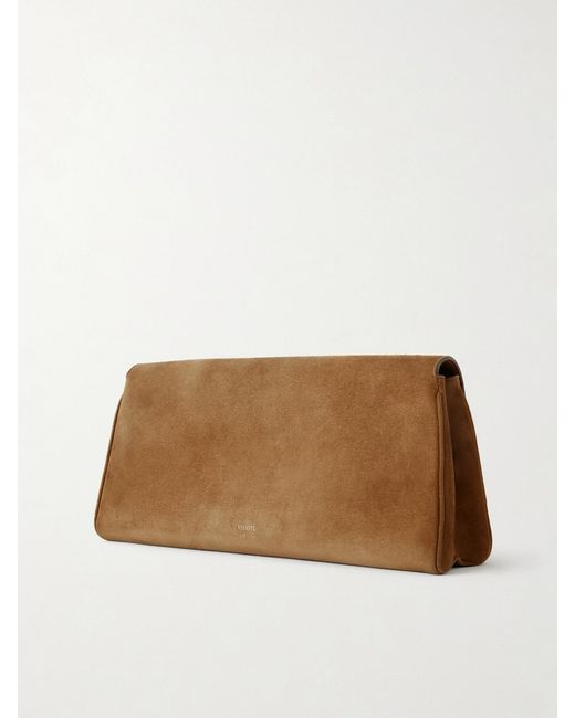 Khaite Brown Audrey Suede Clutch Bag