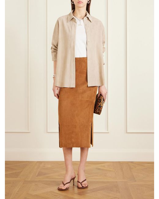 Stouls Brown Winona Paneled Suede Midi Skirt