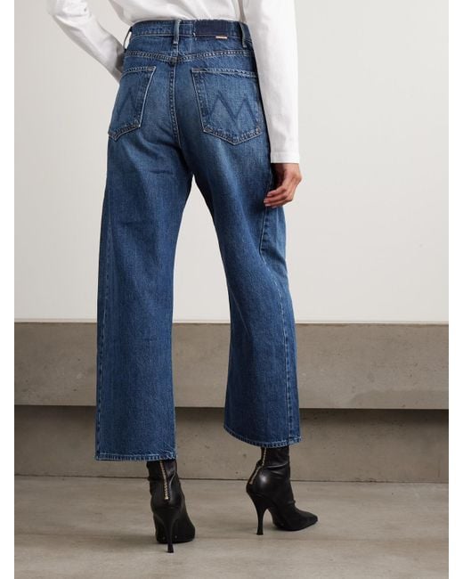 Mother Blue The Half Pipe Ankle Mid-Rise Wide-Leg Jeans