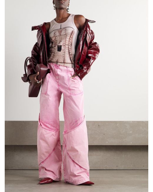 Jean Paul Gaultier Pink Trompe L'Oeil Printed Ribbed Cotton-Blend Jersey Tank