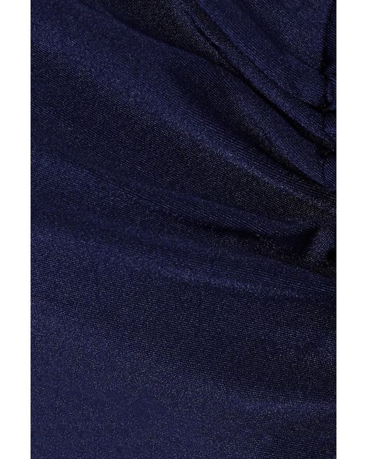 Cult Gaia Blue Charmaine Asymmetric Metallic Bandeau Bikini Top