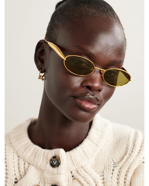 Bottega Veneta Natural Sardine Oval-Frame-Tone Sunglasses
