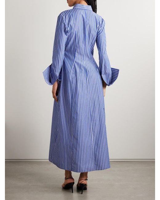 Robe-Chemise Midi En Popeline De Coton À Rayures The Sammy Brandon Maxwell en coloris Blue