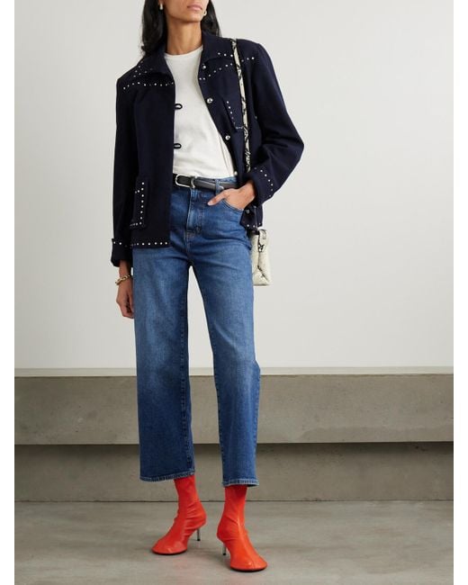 FRAME Blue The Wide Hoch Sitzende Jeans Mit Weitem Bein