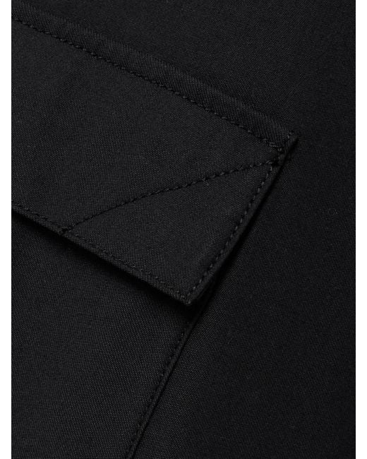 Another Tomorrow Black Lyocell And Cotton-Blend Twill Barrel-Leg Cargo Pants