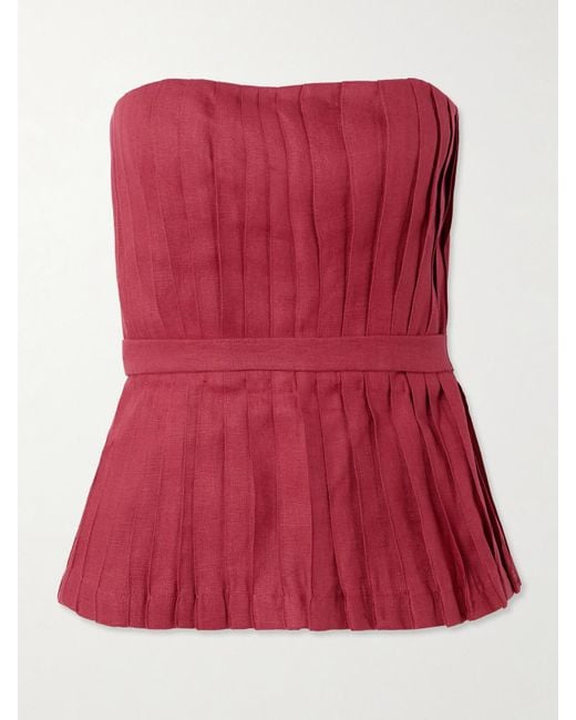 ANDRES OTALORA Red Encantadora Trägerloses Oberteil Aus Leinen Mit Falten