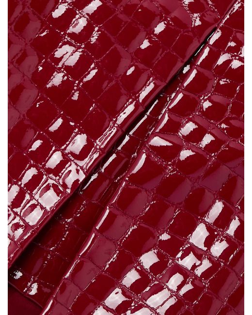 Tom Ford Red Croc-Effect Patent-Leather Mini Skirt