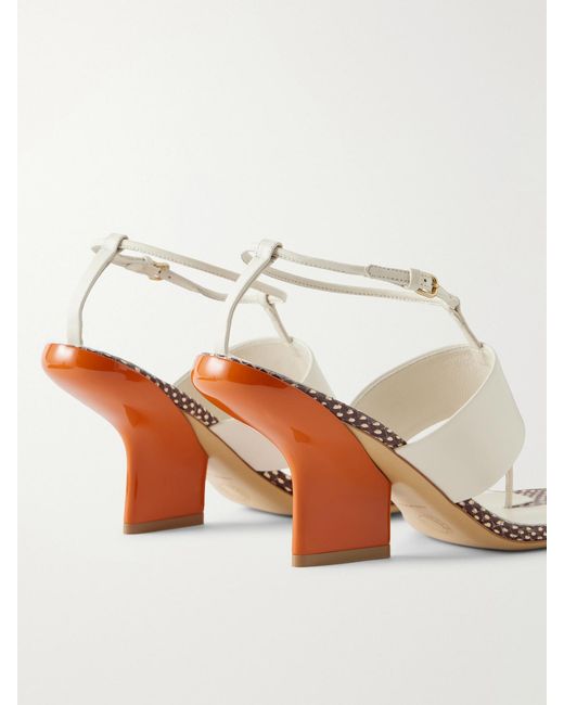 Dries Van Noten White Snake-Effect Leather Sandals