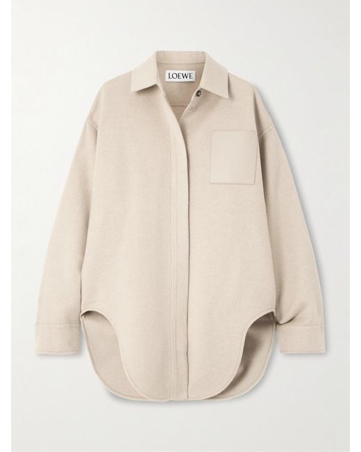 Loewe Natural Leather-Trimmed Wool And Cashmere-Blend Jacket