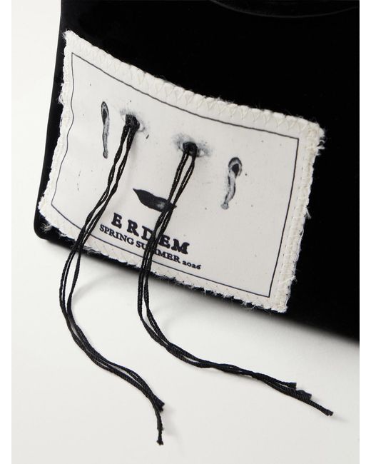 Erdem Black Bloom Mini Appliquéd Velvet Clutch Bag