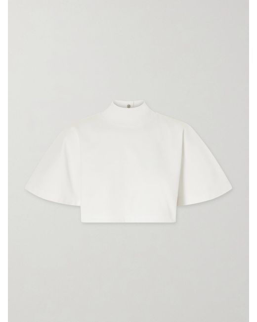 Alaïa White Cropped Cotton-Jersey Turtleneck T-Shirt