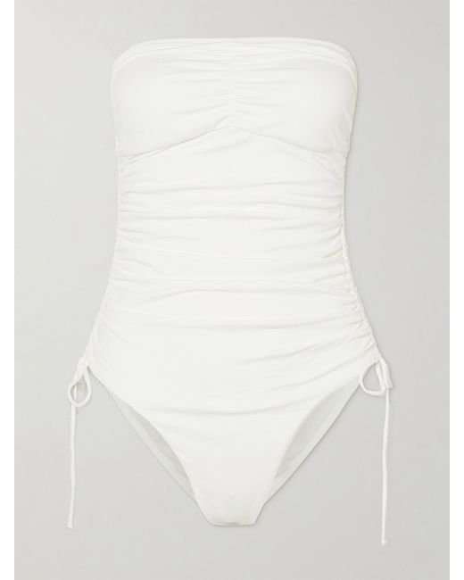 Melissa Odabash White Sydney Strapless Ruched Swimsuit