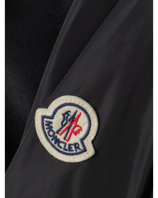 Moncler Black Oberteil Aus Baumwoll-Jersey Mit Shell-Besätzen Und Applikation