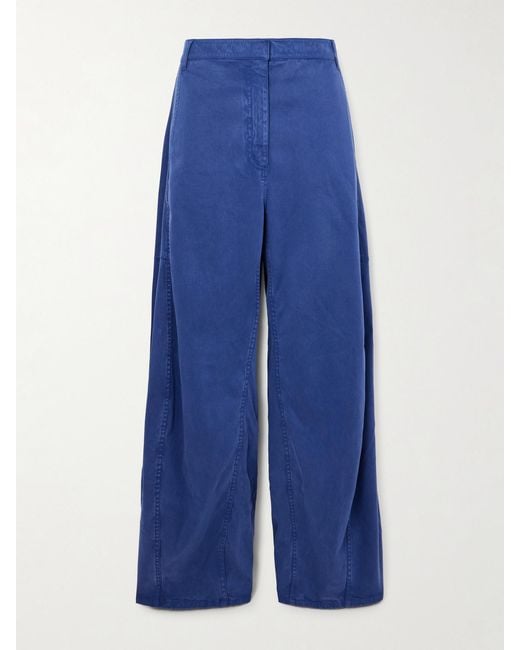 Tibi Blue Sid Tencel Lyocell-Blend Wide-Leg Pants