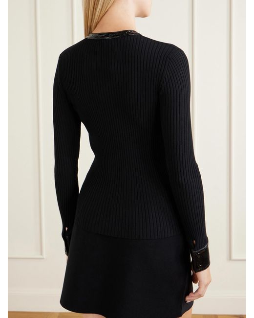 Courreges Black Logo-Embroidered Ribbed-Knit Cardigan