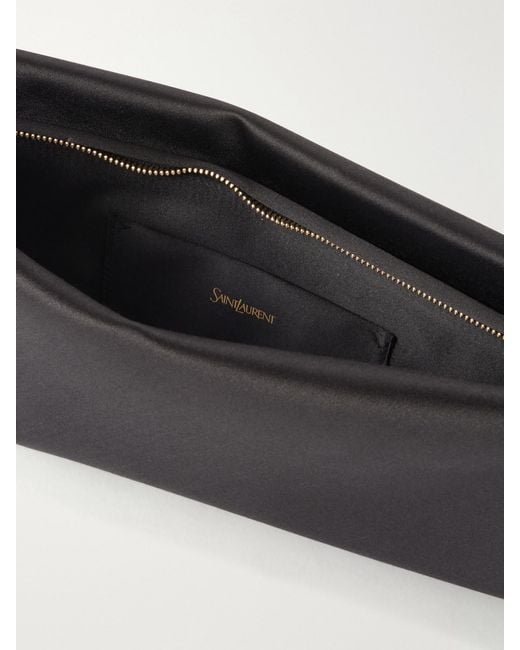 Saint Laurent Black Evening Satin Clutch