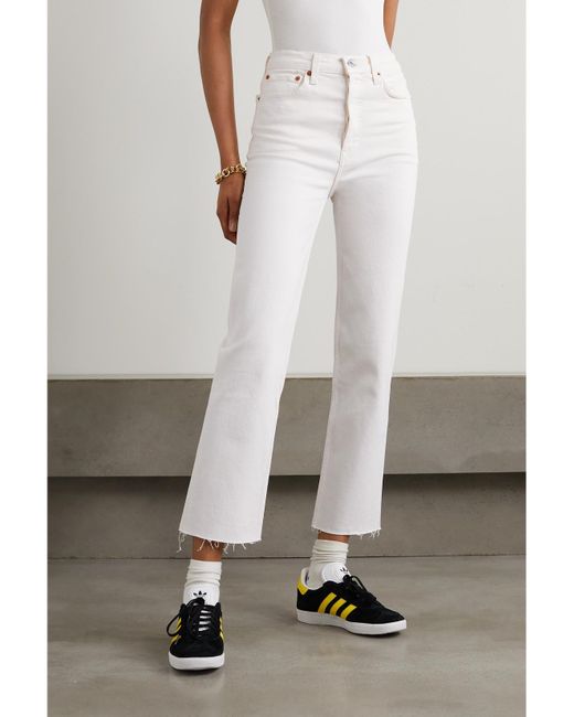Re/done White 70S Stove Pipe Straight-Leg Jeans