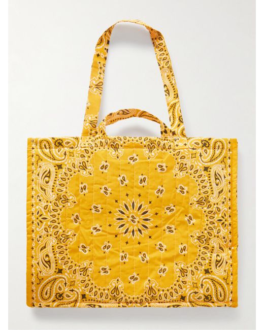 Call it By Your Name Yellow Maxi Cabas Tote Aus Gesteppter Baumwollpopeline Mit Bandana-Print