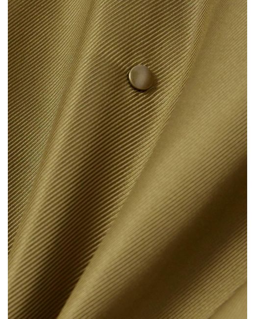 Burberry Green Layered Belted Satin-Twill Midi Dress