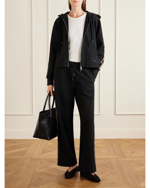 Burberry Blue Jodie Checked Cotton-Jersey Straight-Leg Track Pants
