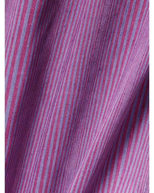 D'Estree Purple Otani Veil Strandkleid Aus Einer Gestreiften Leinenmischung